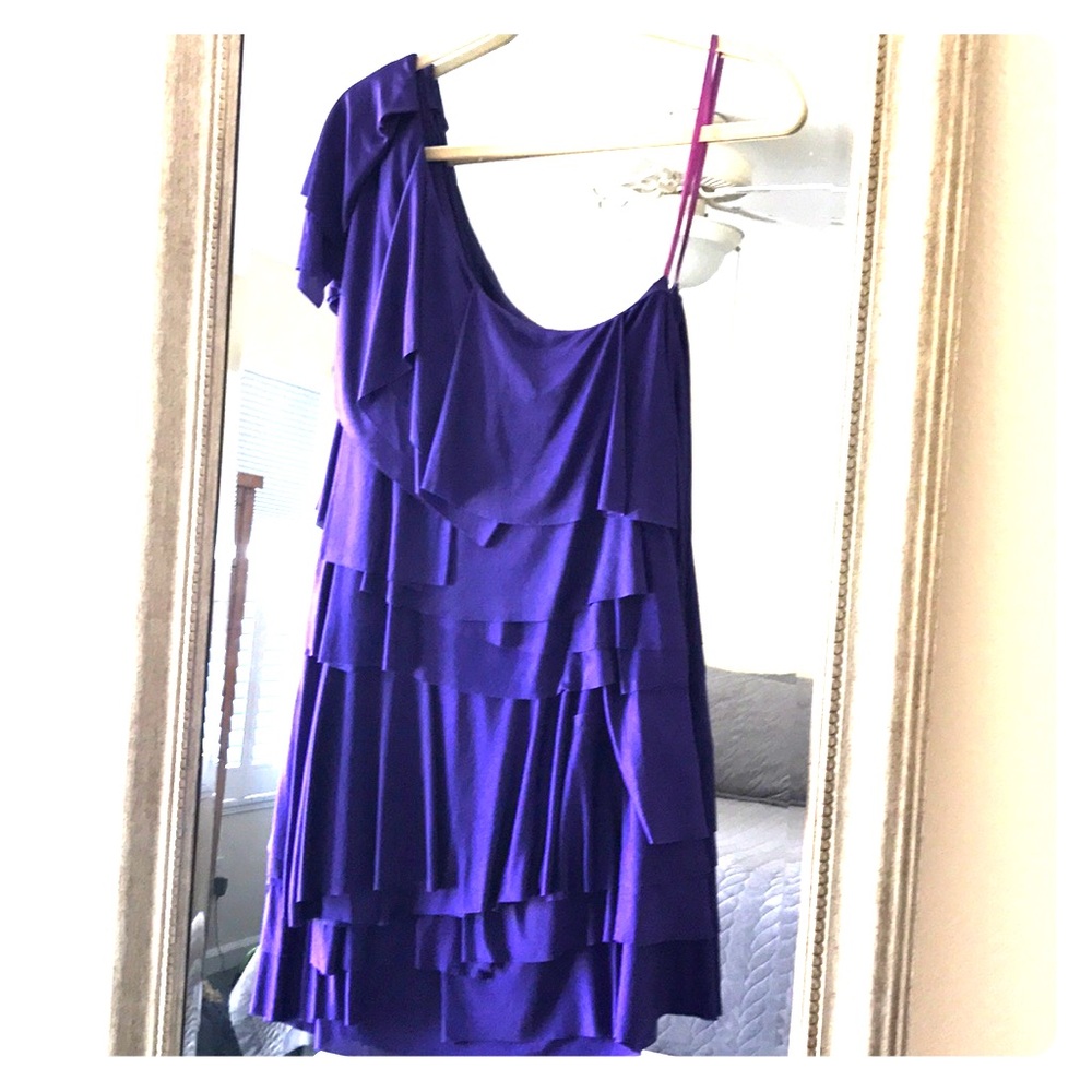 BCBG one shoulder tiered dress